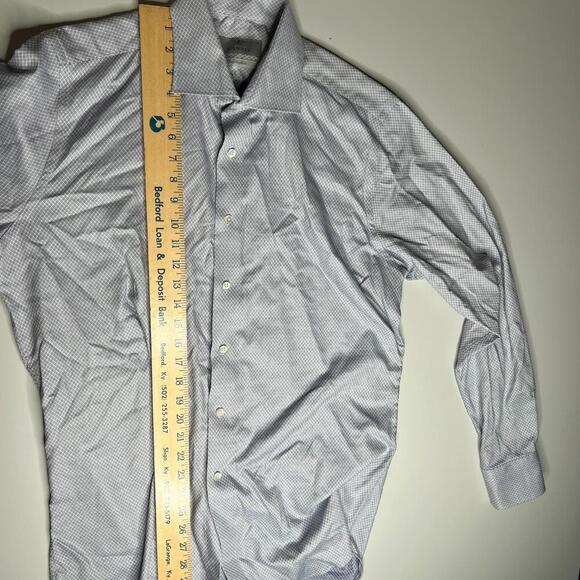 Canali Impeccabile Dress Shirt 16.5 42 Blue White Check 100% Cotton Italy Made - Picture 4 of 12